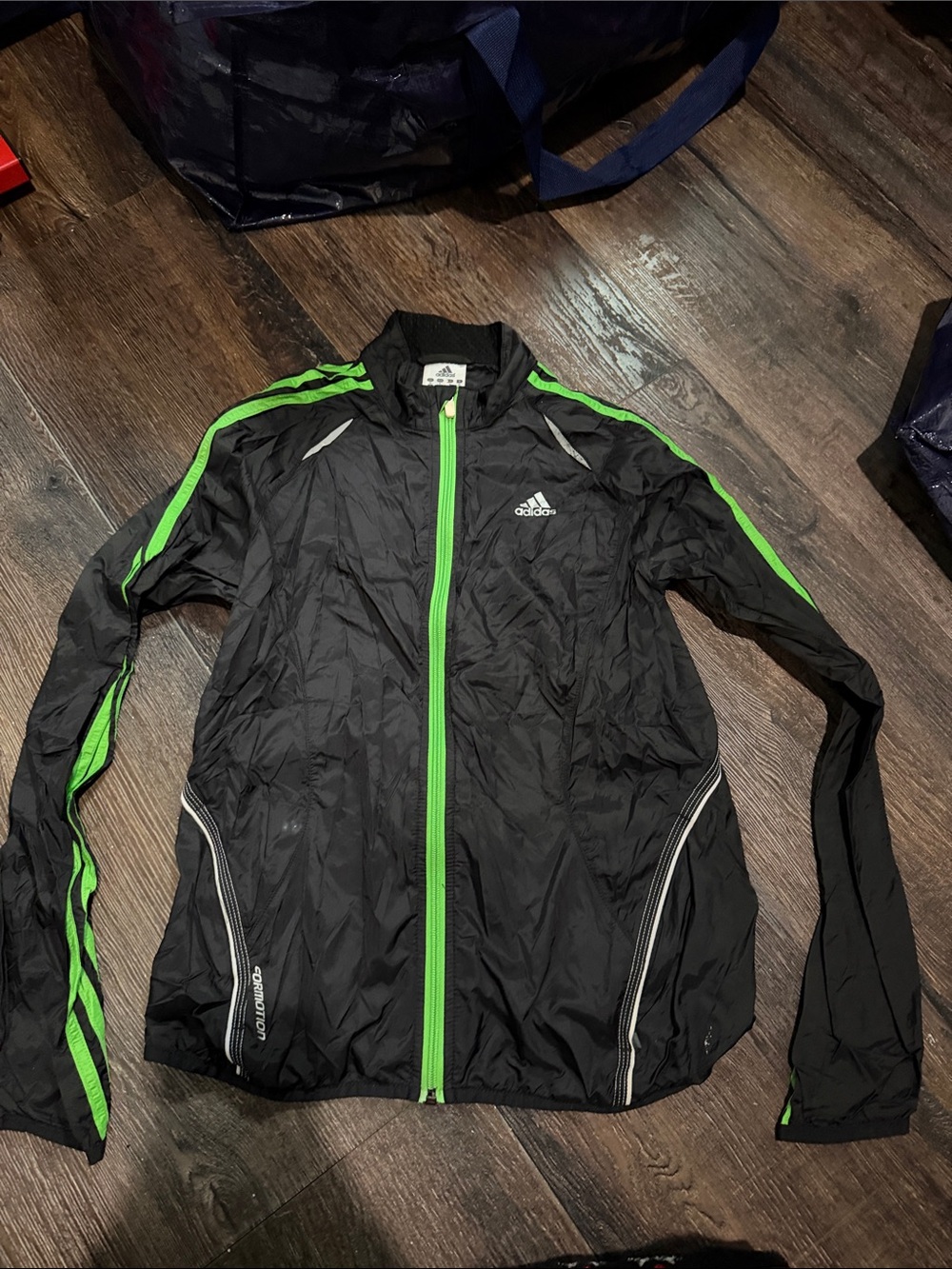 adidas Black Jacket with Bright Green Trim